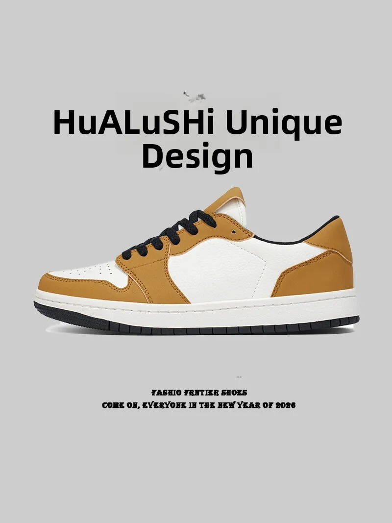 Men's Casual Sport Shoes Leather Surface Waterproof Non-Slip Soft Bottom Trendy Board Shoes for Middle School Students