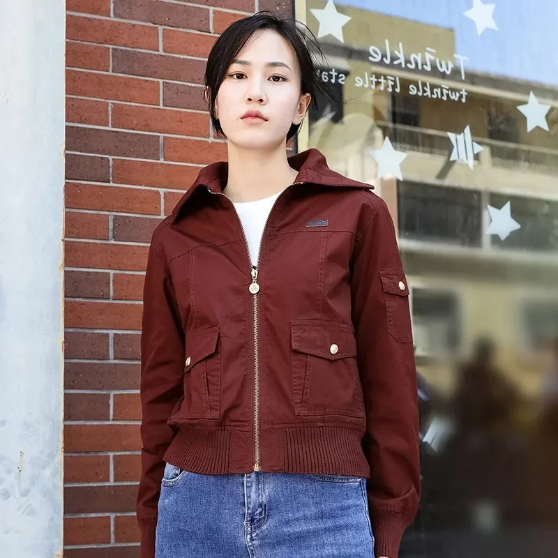 Jacket Women's Spring And Autumn Ladies' Short Jacket New Long Sleeve Loose Slim Fashion Lapel Jacket Tooling