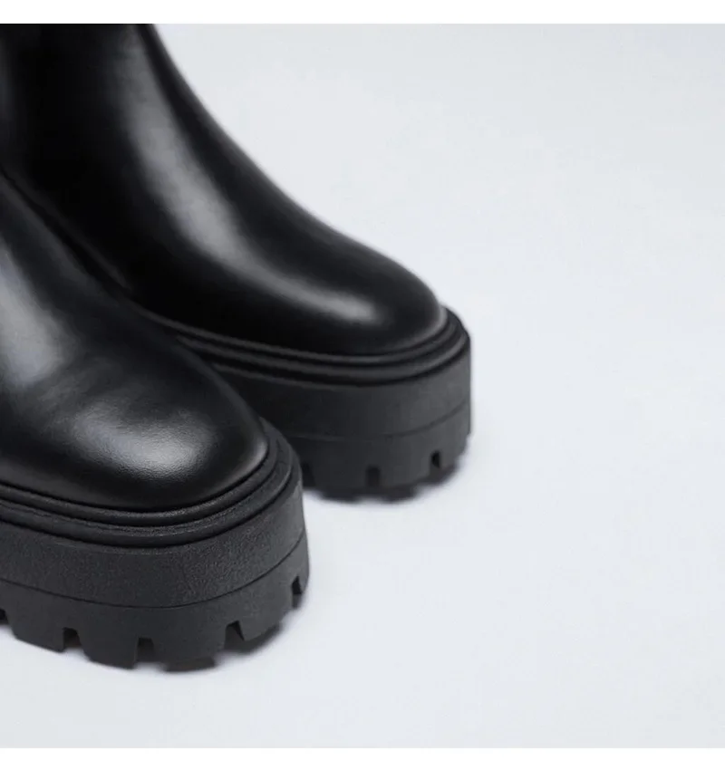 2026 Neue Modemarke Luxus Designer Punk Casual Kalbsleder Damenstiefel mit Reißverschluss Modischer Blockabsatz Hochwertige Freizeitschuhe für Damen – Detail 10