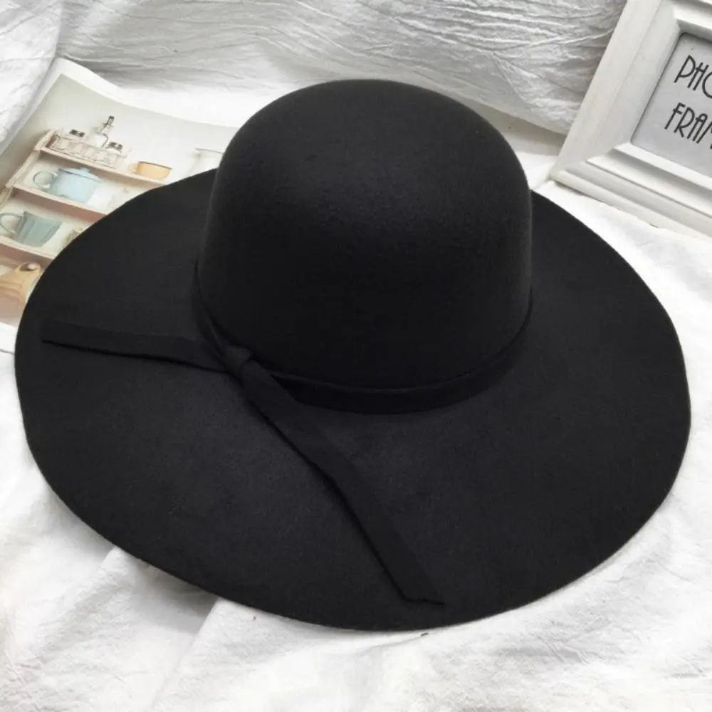 Vintage Style Bucket Hat Foldable Design Wide Brim Wide Brimmed Hats Sun Protection Felt Material Floppy Fedora Hats Casual Wear