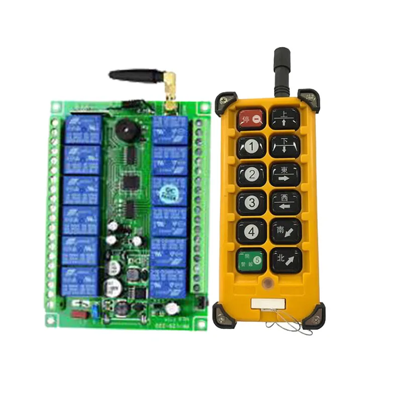 3000m DC 12V 24V 36V 48V 12CH Radio Controller RF Wireless Remote Control Overhead travelling crane System Receiver+Transmitter