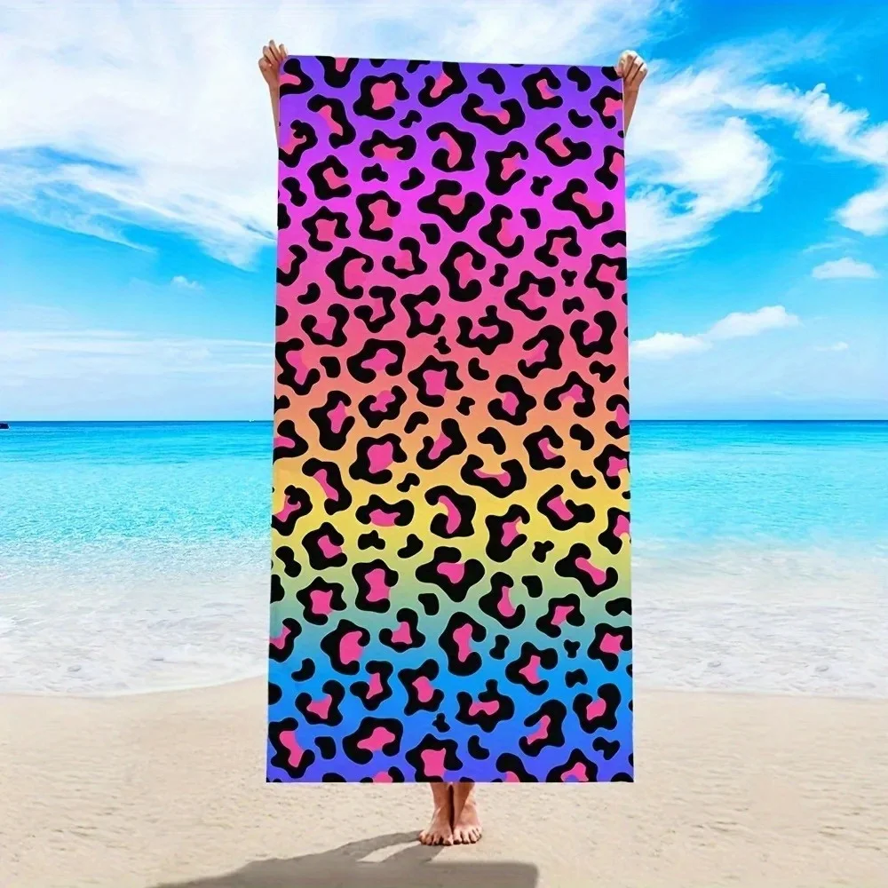 Quick-Dry Microfiber Beach Towel Lightweight Highly Absorbent with Bold Leopard Print for Pool Travel Gym Spa