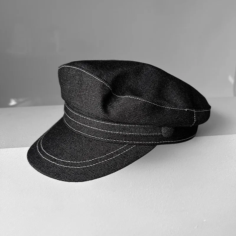 women-black-denim-wide-brim-navy-captain-sailor-hat-autumn-face-slim-cap