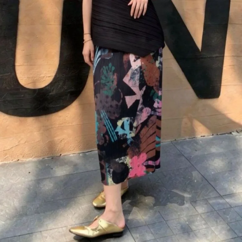 

Оригинальная повседневная универсальная плиссированная юбка Miyake с принтом, весна-лето 2026, новая коллекция, простая нишевая модель, женская одежда