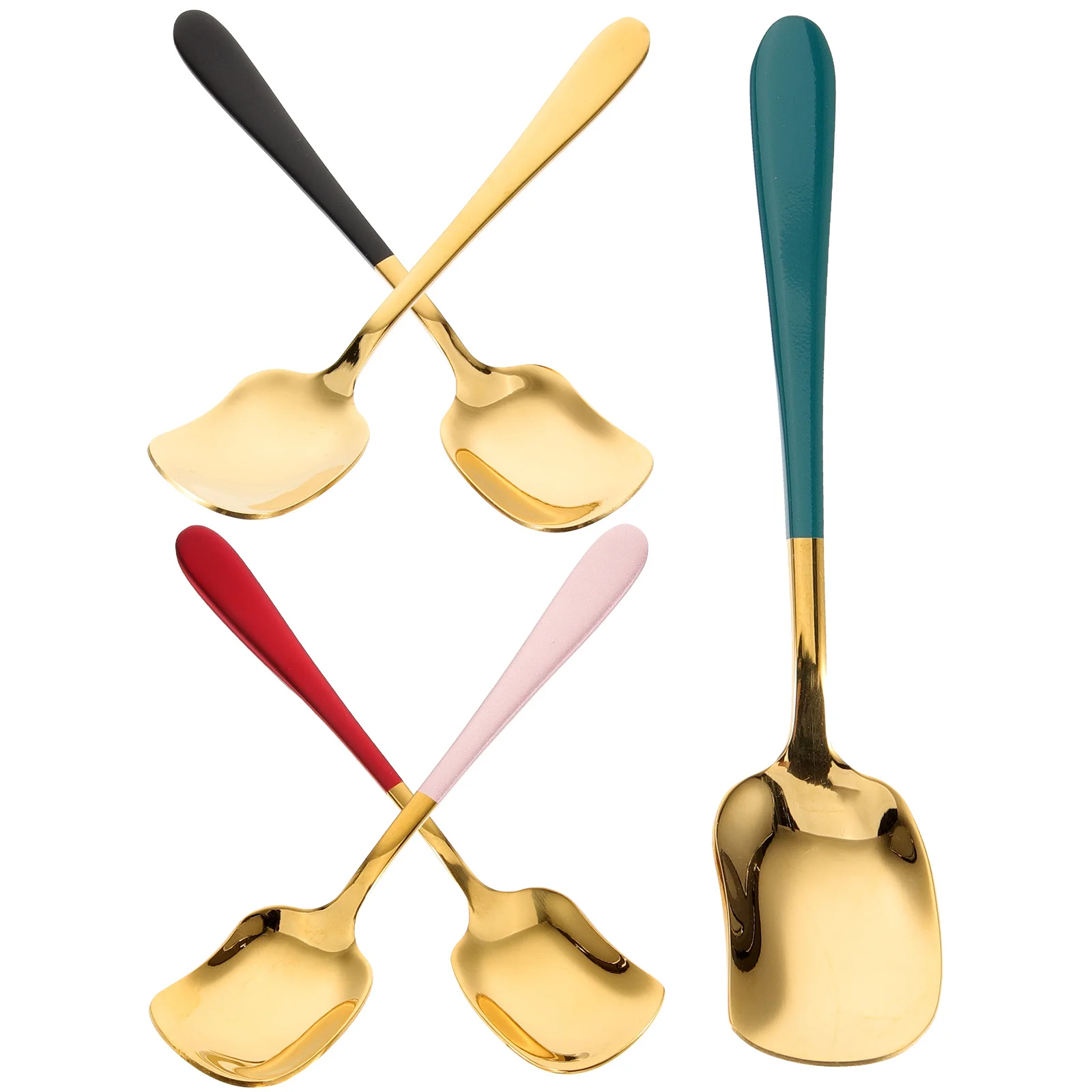 

5pcs Stainless Steel Ice Cream Spoon Aluminium Alloy Long Handle Dessert Spoon For Coffee Tea Stirring Kitchen Bar Cafe Use