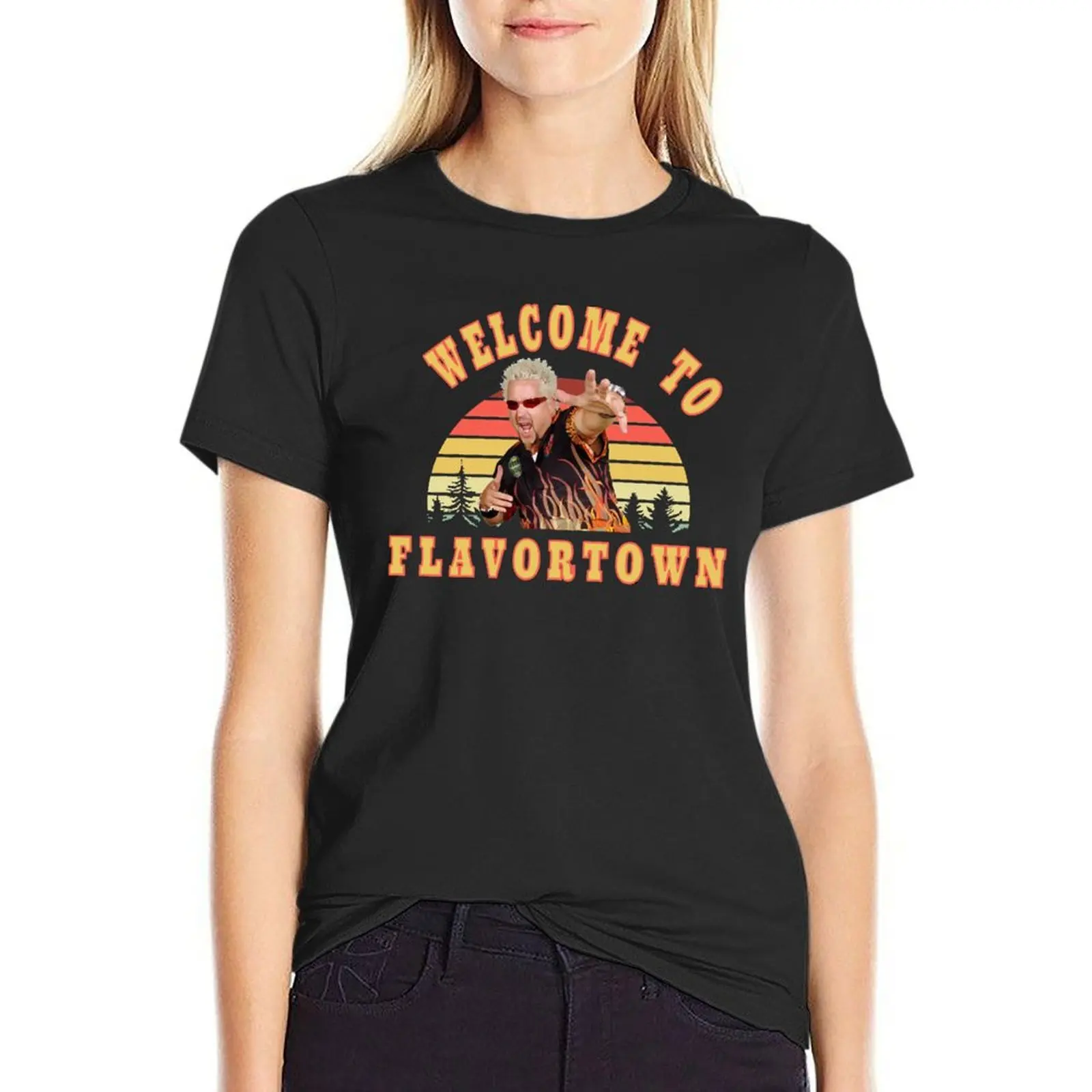 New Guy Fieri Fans Flavortown T-Shirt animal print Short sleeve tee Women's t-shirt