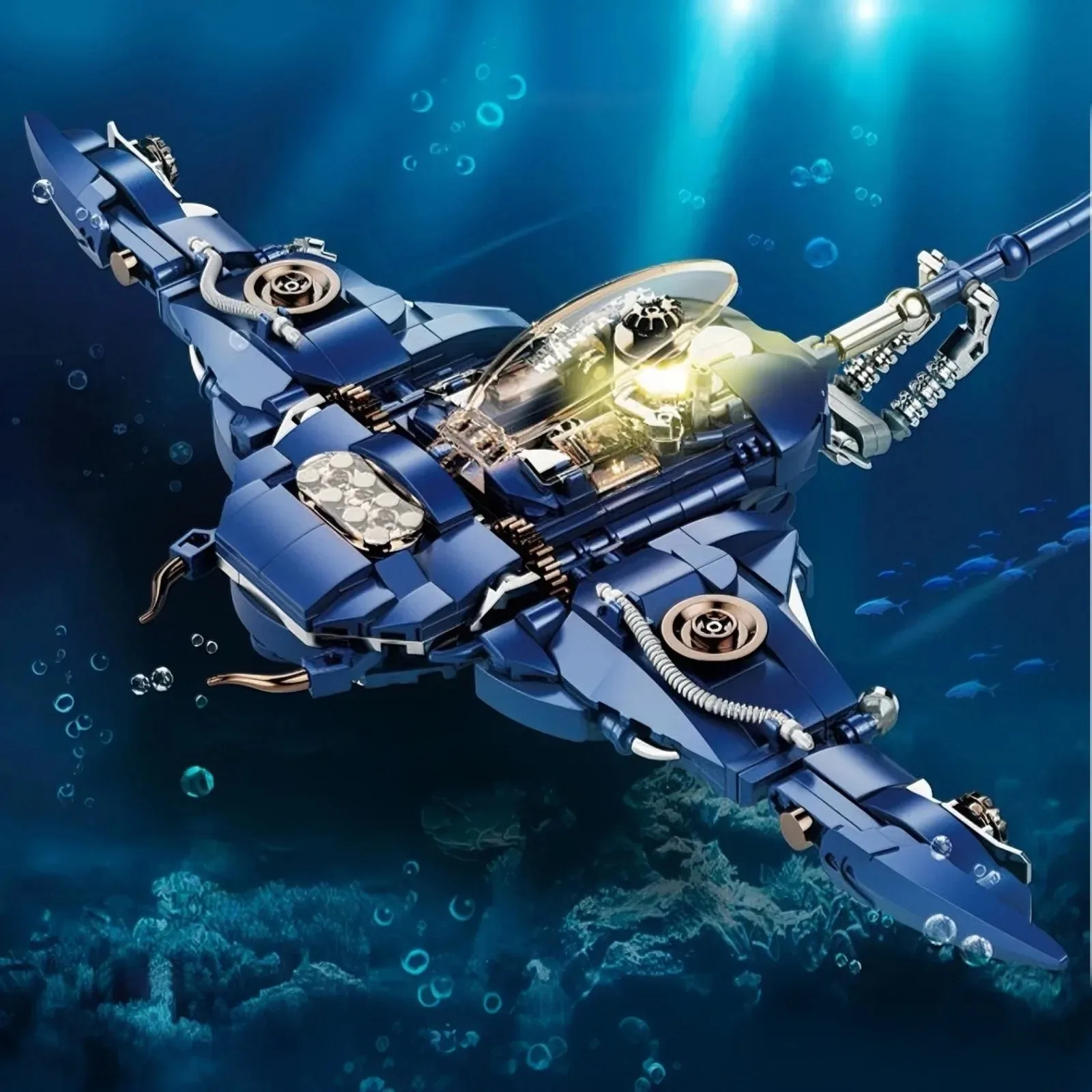 689 elementów Mechaniczny Manta Ray Klocki Konstrukcyjne, Edukacyjny Zestaw Modelarski STEM DIY, Kreatywna Zabawka Naukowa dla Dzieci i Dorosłych