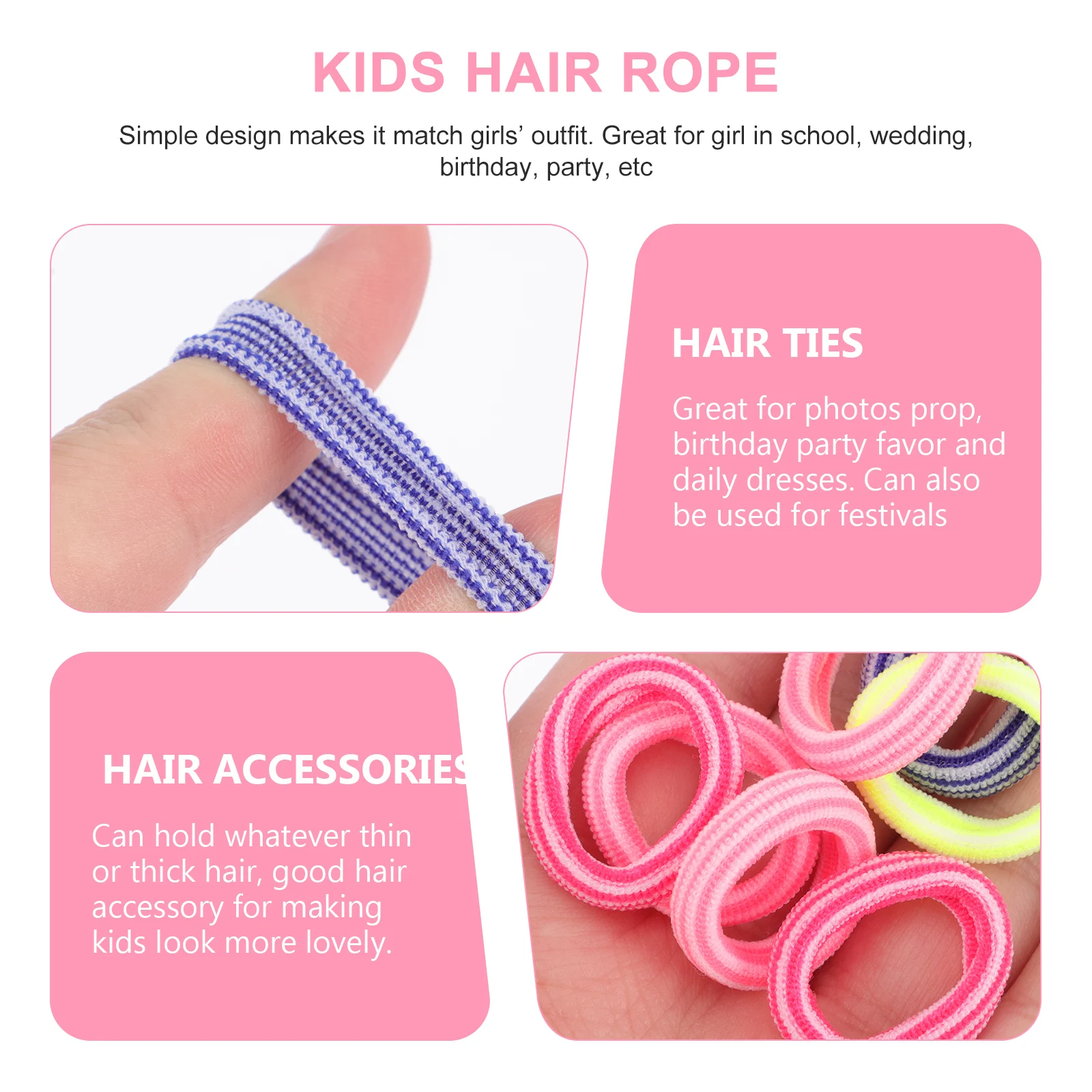 

200 Pcs C y Color Hair Rope Elastic Ponytail Holders Kids Accessories Girls Children Party School Wedding Birthday