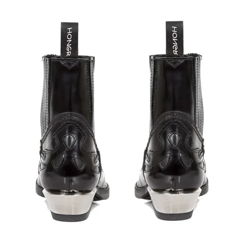 Spanish Trendy Brand Men Punk Chelsea Autumn and Winter New Western Cowboy Women's High Heel Square Head Short Boots