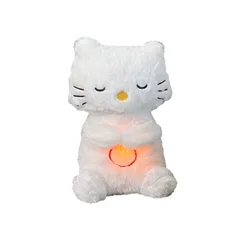 Baby Toy Soothen Snuggle Kitty Portable Plush Sound Machine with Music Lights & Breathing Motion for Newborns 0+ Months