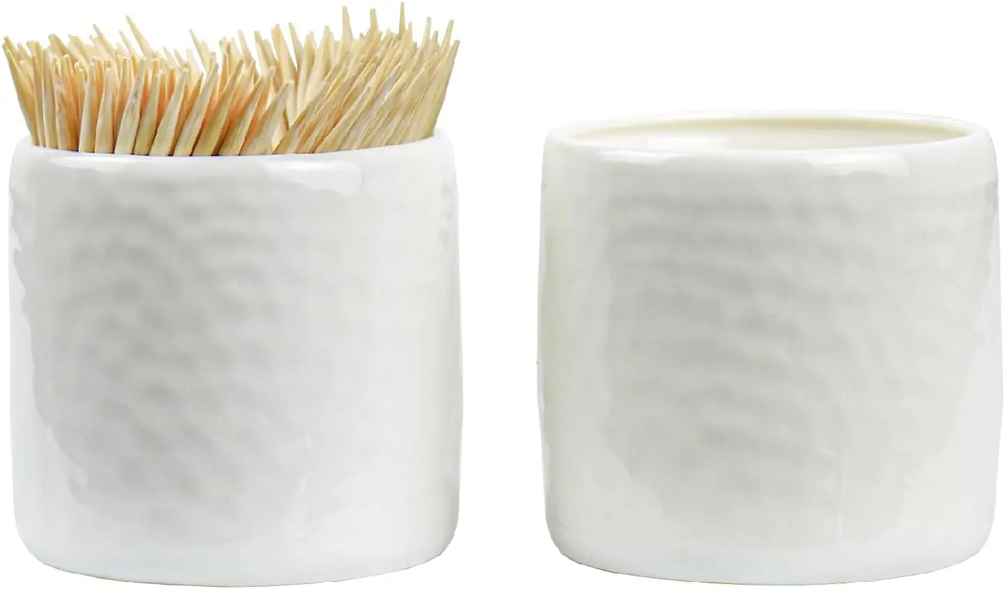 

Porcelain Toothpick Holders Set of 2 with 400 Bamboo Toothpicks for Kitchen Counter