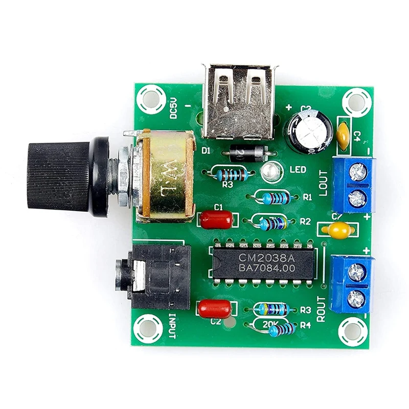 เครื่องขยายสัญญาณเสียง5W + 5W Hifi สองช่องน CM2038 5V แหล่งจ่ายไฟ USB เครื่องขยายเสียง
