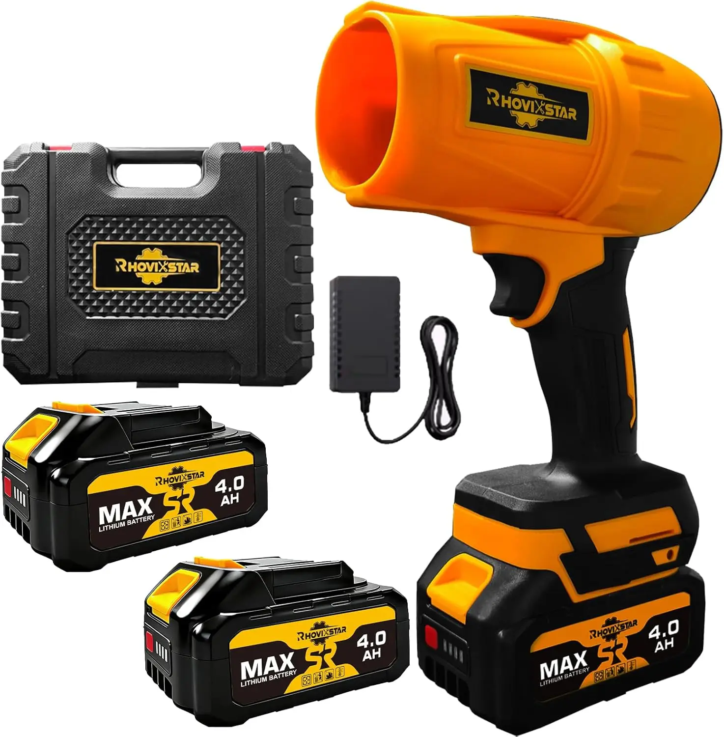 

21V Cordless Leaf Blower with 2 Batteries & Fast Charger, Lightweight for Patio, Lawn, Car Cleaning