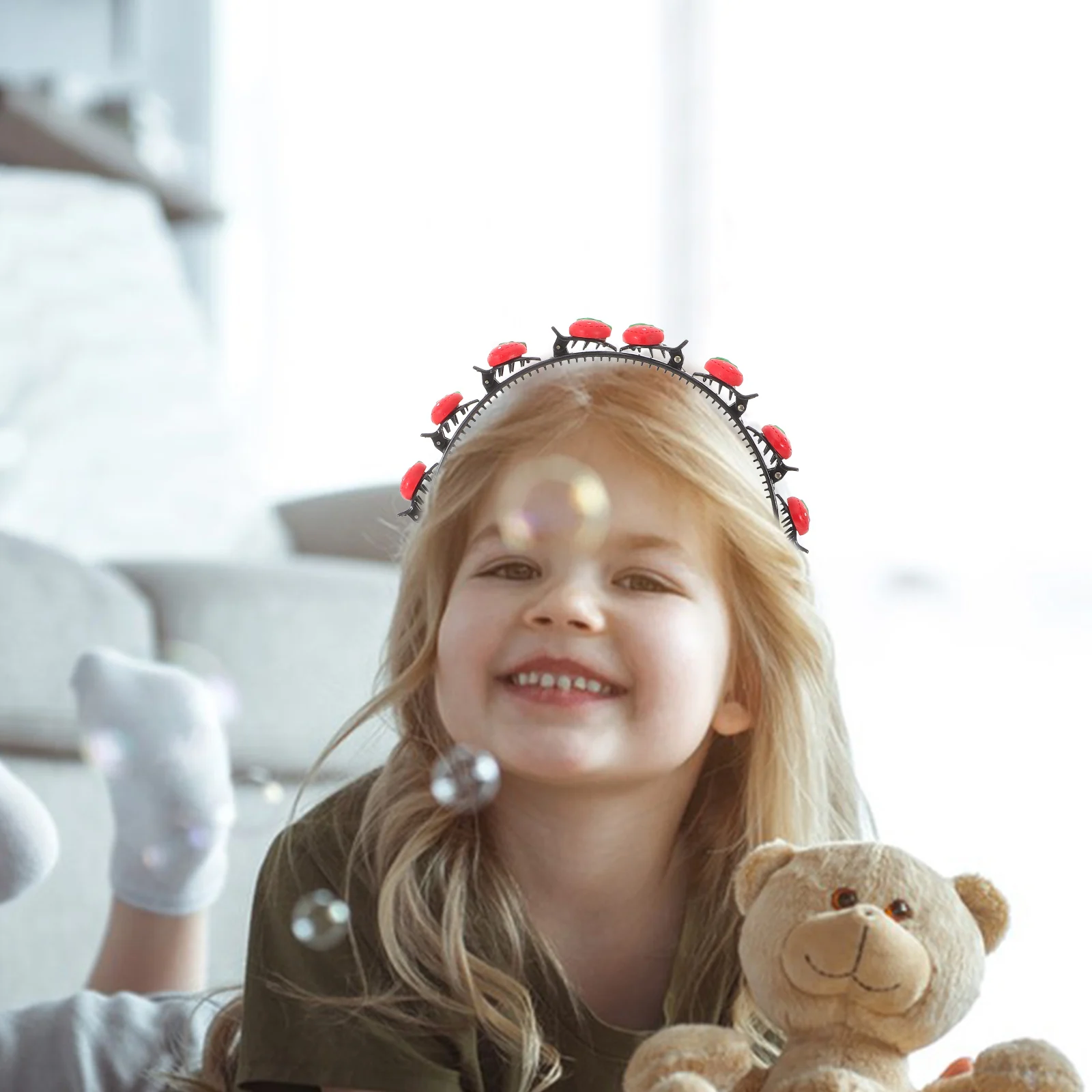 

Sweet Strawberry Girls Headband Cute Double Layer Clip Toddler Head Band Little Girls Hair Bands Hairstyle Accessories