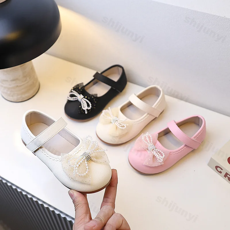 

2025 Children's Princess Flats New Style Spring Girls' Butterfly Bow Design Soft Soled Single Shoes Elegant Fashion Dance Shoes