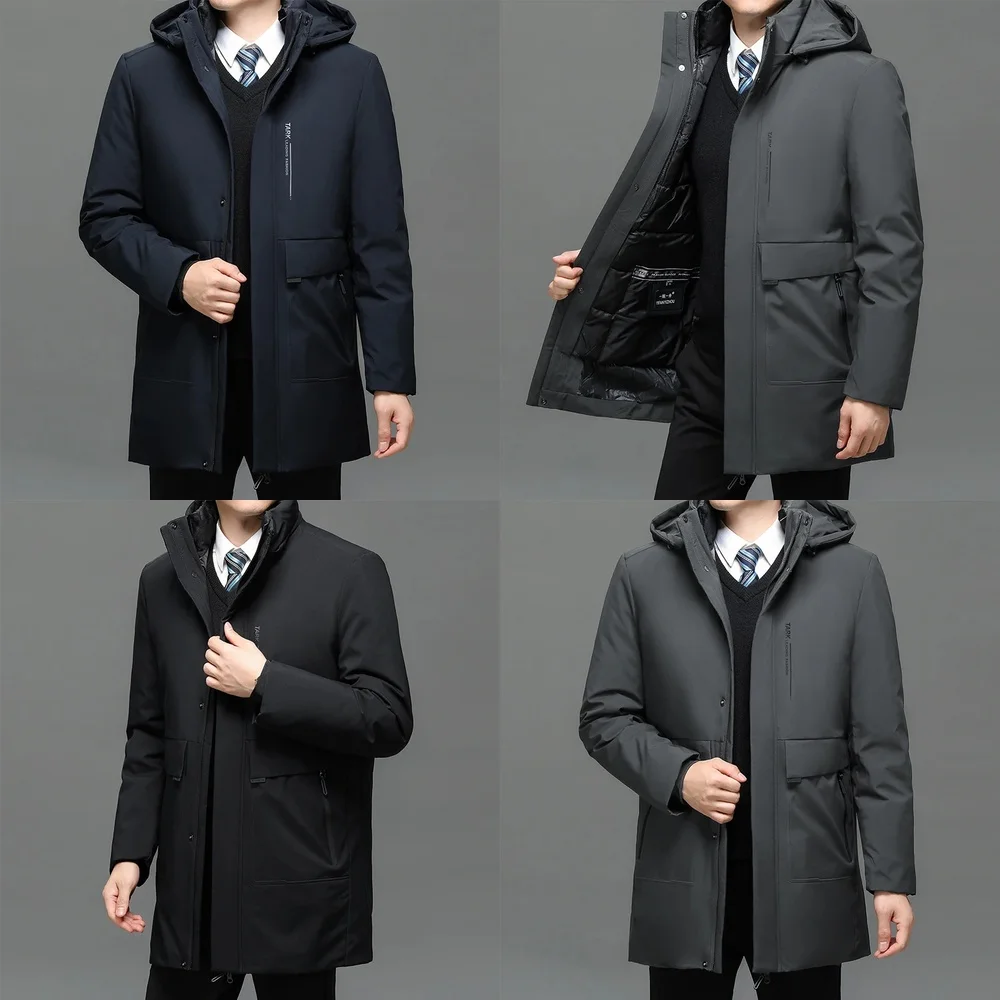 

Windbreaker Jacket Men's Windproof Waterproof Winter Parka with Big Hood Collar Warm Thick White Duck Down Jacket for Cold