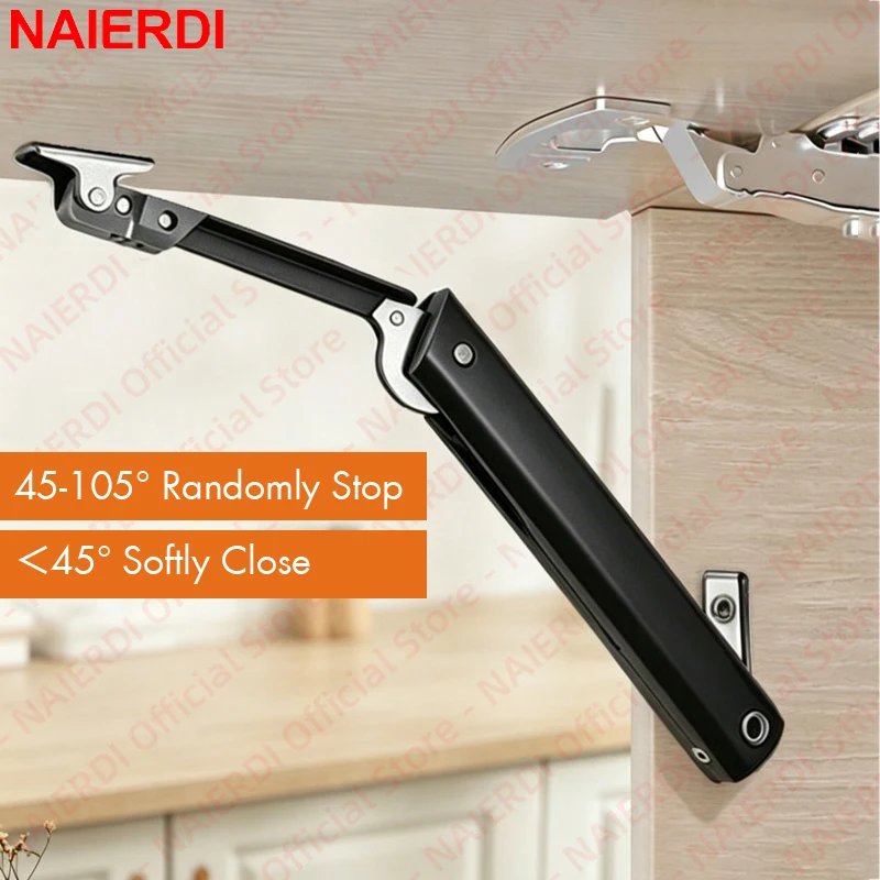 NAIERDI Randomly Stop Cabinet Hinges Gas Spring Strut Adjustable Rod Cabinet Lift Stay for Upward Opening Cabinet Furniture