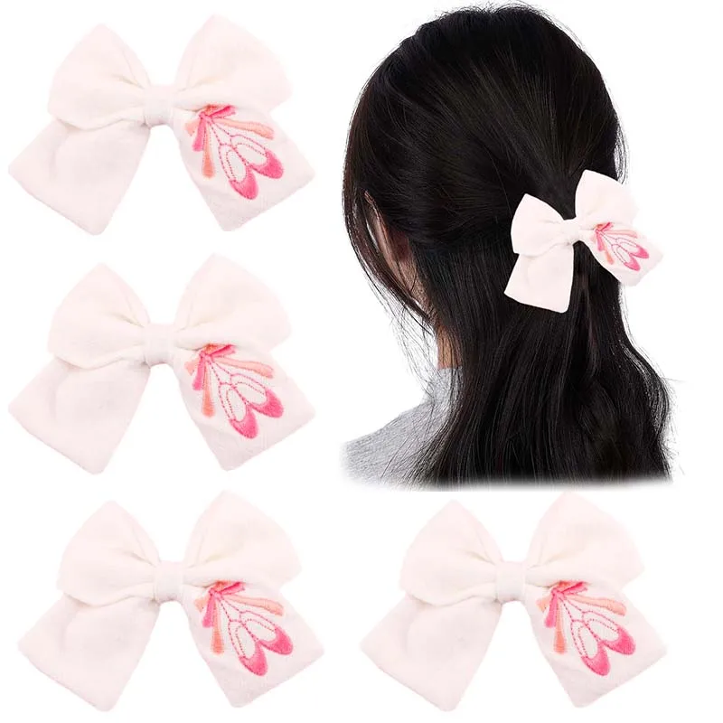 

ncmama 3.5inch Dancing Shoes Print Hair Bow Clips for Women Girls Solid Handmade Bowknote Hairpin Barrettes Hair Accessories