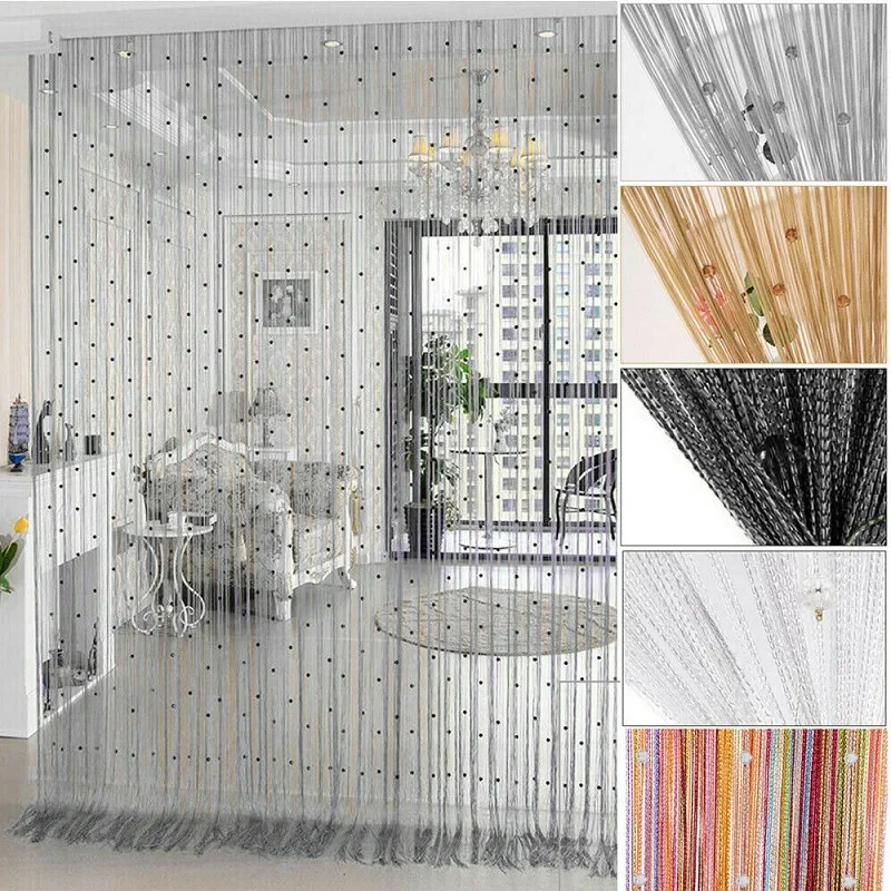 100*200cm Fenstervorhang Kristall-Acryl-Perlenvorhang Trennvorhang Perlen-Raumteiler Fransen-Fensterpaneel Vorhänge