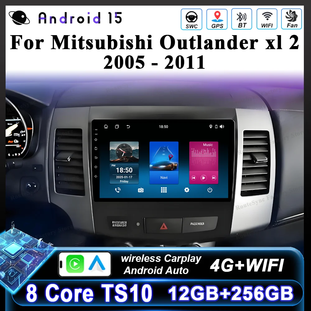 

Android 15 Radio Stereo For Mitsubishi Outlander xl 2 2005 -2011 Car Multimedia Video Player Cireless Carplay GPS Navigation 4G
