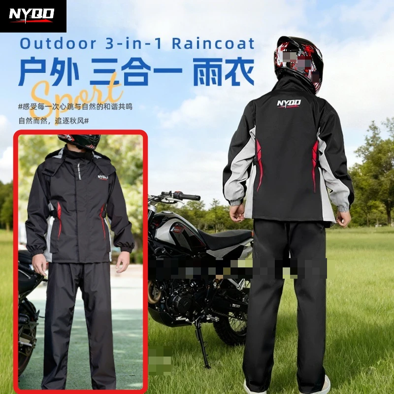 

Motorcycle Rain Suit Two-Piece Waterproof Men's Riding Raincoat Pants Set Heavy Duty Anti-Heavy Rain
