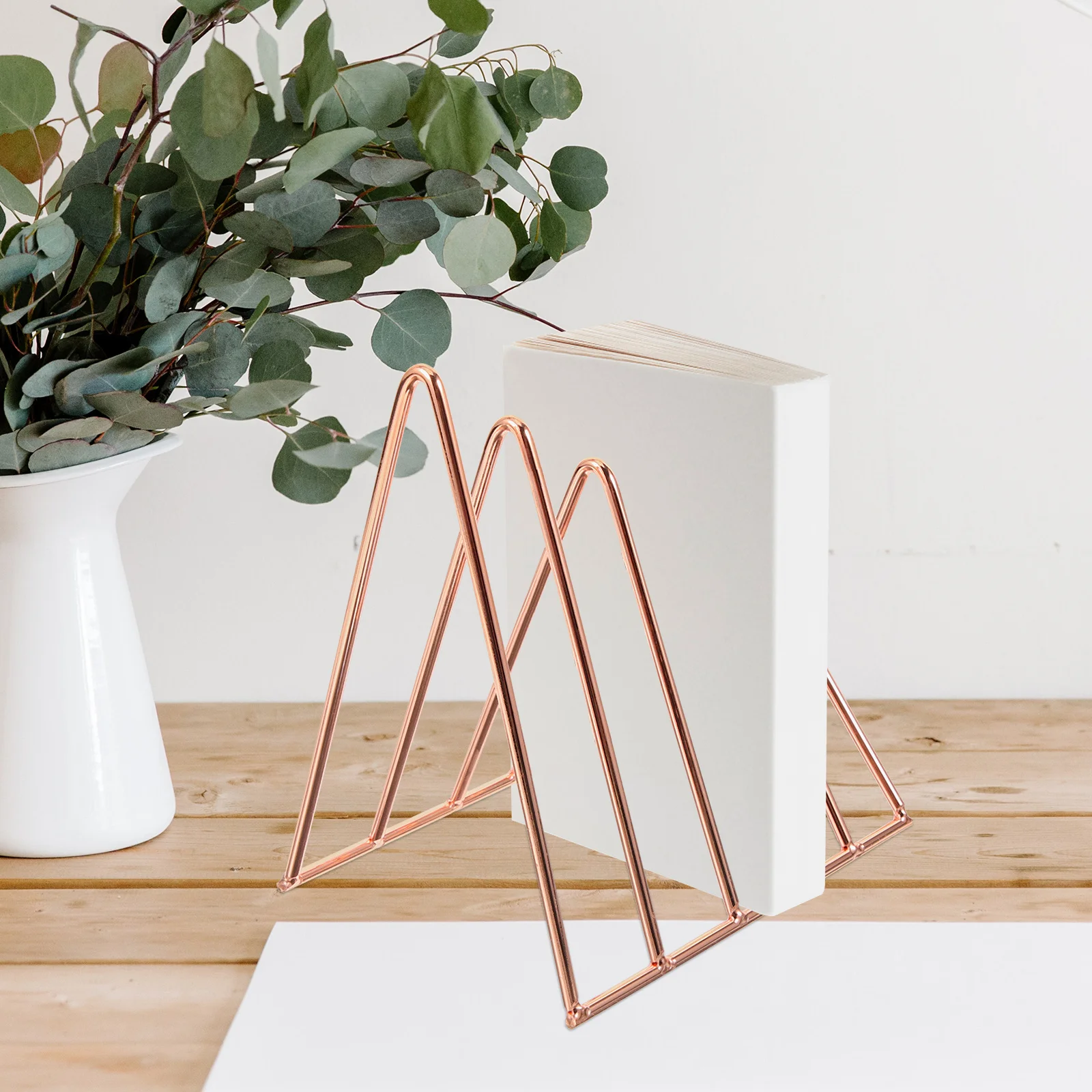 

1 set Metal Stand Double Layer Desktop Book Rack Adjustable Retractable Triangle Book Support For Home Office Library Decorative