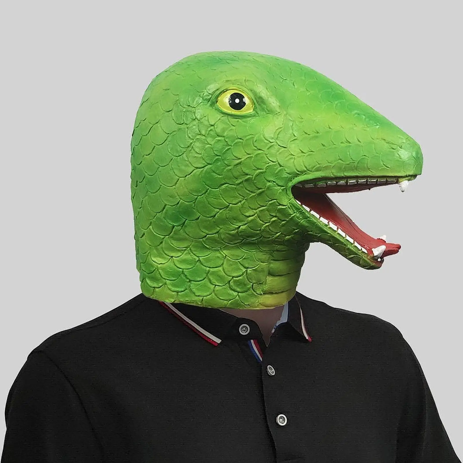 

Страшная латексная маска, реалистичное платье, маска змеи на всю голову для