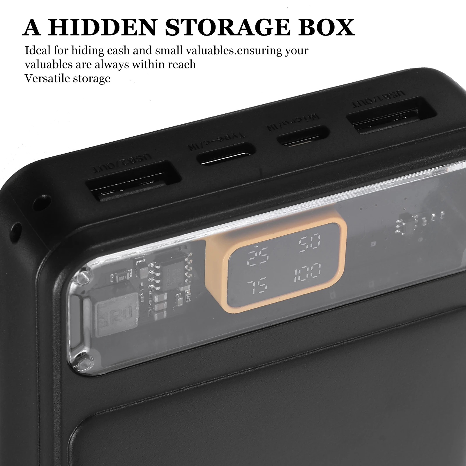 Storage Power Bank Case Hidden Compartment Items Coin Organizer for Car Containers Loose Change Holder Solder-free
