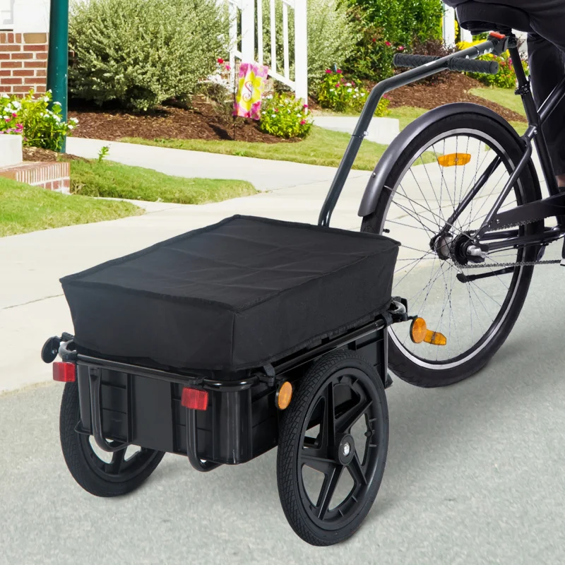 Multi-functional Bicycle Cargo Trailer Steel Large Bike Luggage Cart Carrier Black