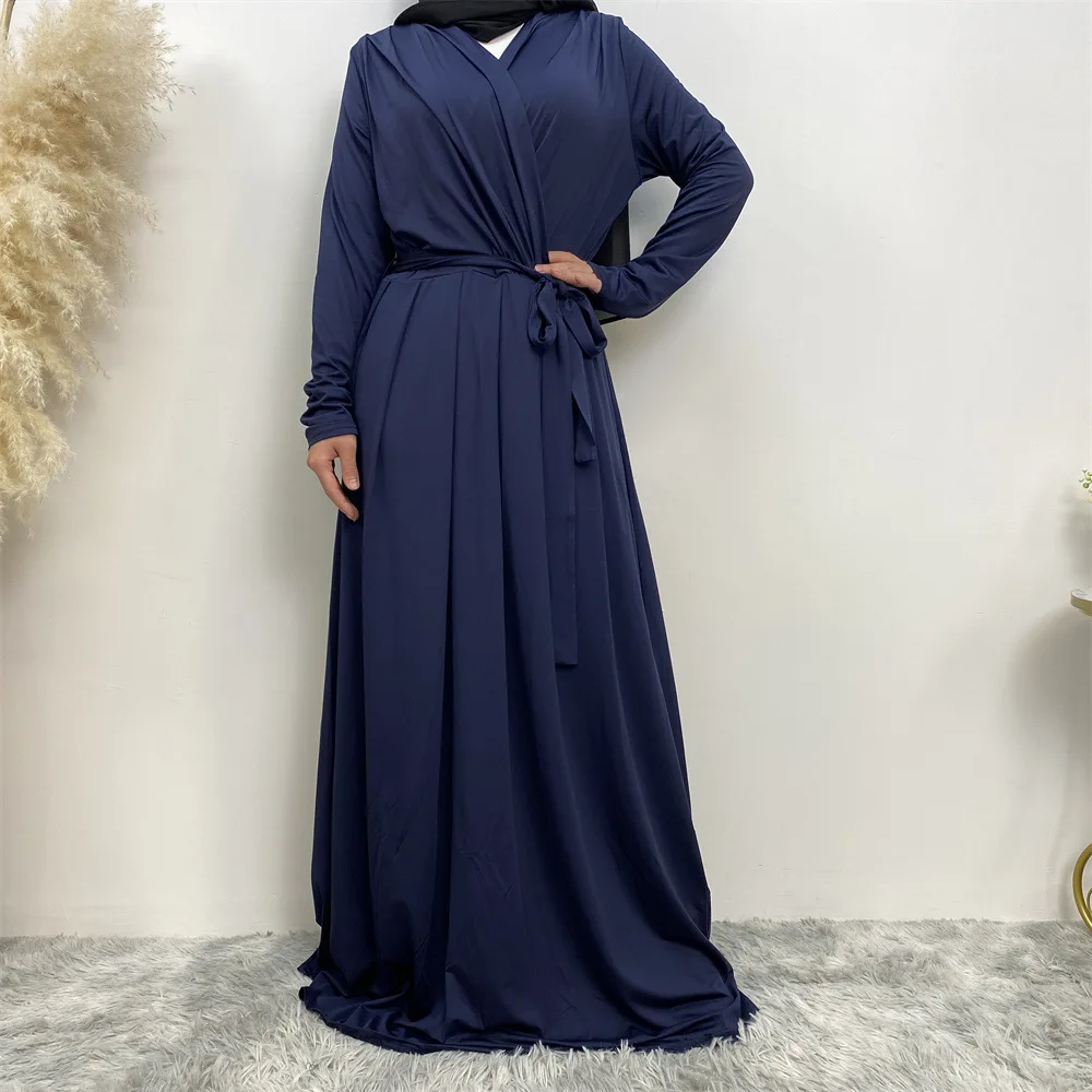 Modesto abayas para mulheres muçulmano 2024 ramadan com cinto maxi vestido islâmico eid roupas árabe robe dubai turquia kaftan jalabiya vestido