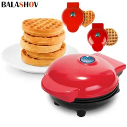 Mini máquina eléctrica para hacer gofres con forma de corazón, molde para gofres de doble cara, horno para hacer huevos de burbujas y pasteles, para el desayuno