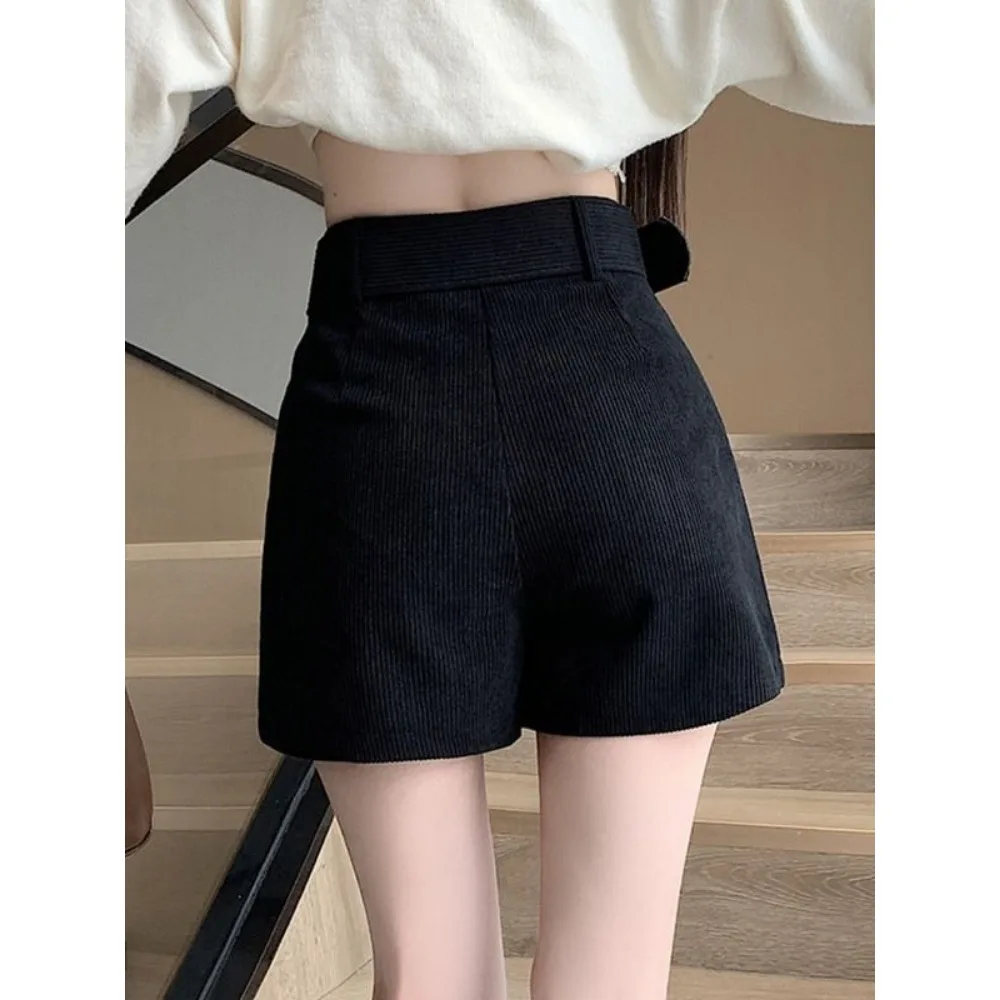 Invisible Open Crotch Outdoor Sex Pants Vintage Corduroy Workwear Skirt Women\'s Shorts High Waist A- Line Sheath Skort Pantskirt