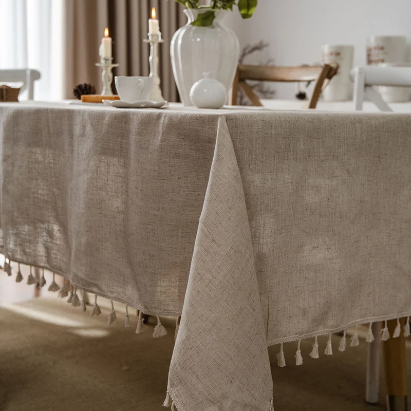 Tassel Tablecloth Soft Retro Cotton and Linen Table Cover for Table Rectangle Cloth Obrus Tafelkleed Mantel De Mesa Tablecloth