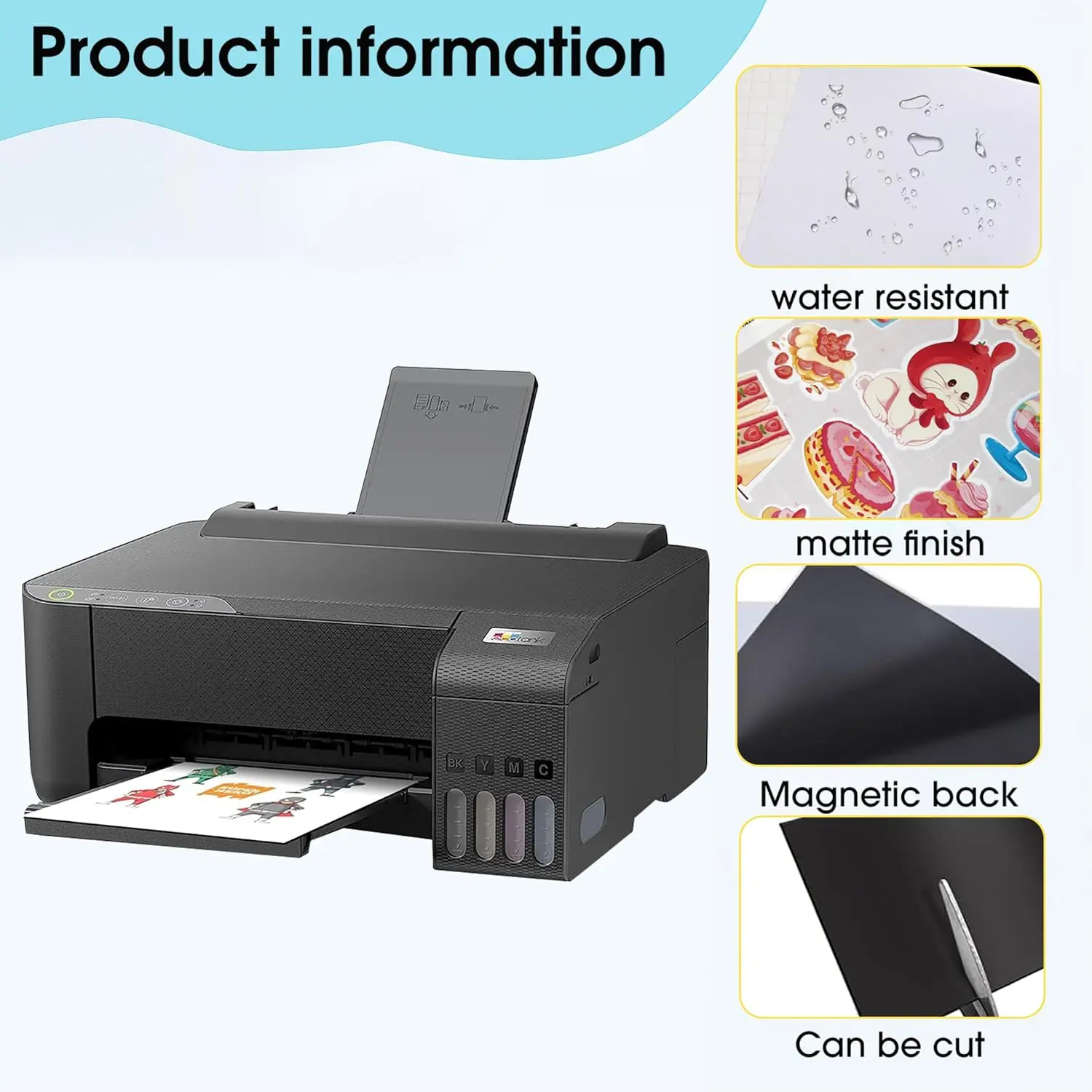 กระดาษแม่เหล็กแบบพิมพ์ได้แบบมันเงา 10 แผ่น (4 x 6 นิ้ว) สำหรับเครื่องพิมพ์อิงค์เจ็ท กระดาษแม่เหล็ก