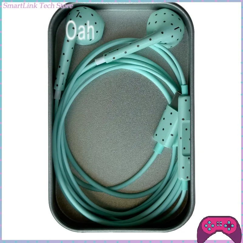 Oah Polka Dot Wired Earphones ABS Material Type-C/Lightning Dynamic Hifi Wired Earphones Digital Audio Headphones Gifts