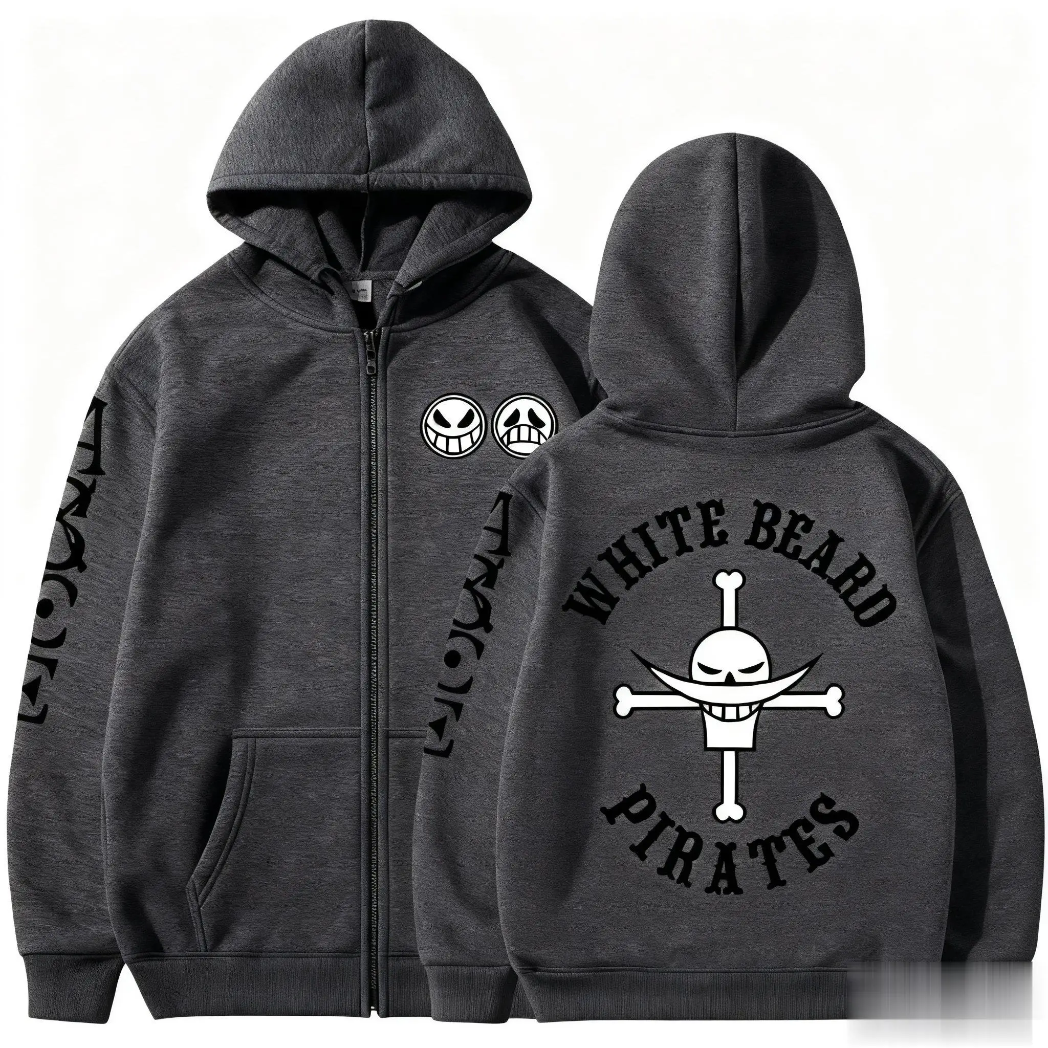 Felpa con cappuccio unisex in un unico pezzo con zip Giacca anime Stampa teschio Grafica Streetwear Pullover casual Uomo Donna Felpa Moda autunnale