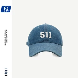 Coppia Street Fashion Brand 511 berretto da Baseball ricamato berretto con visiera in Denim All-Match alla moda in stile coreano da uomo e da donna