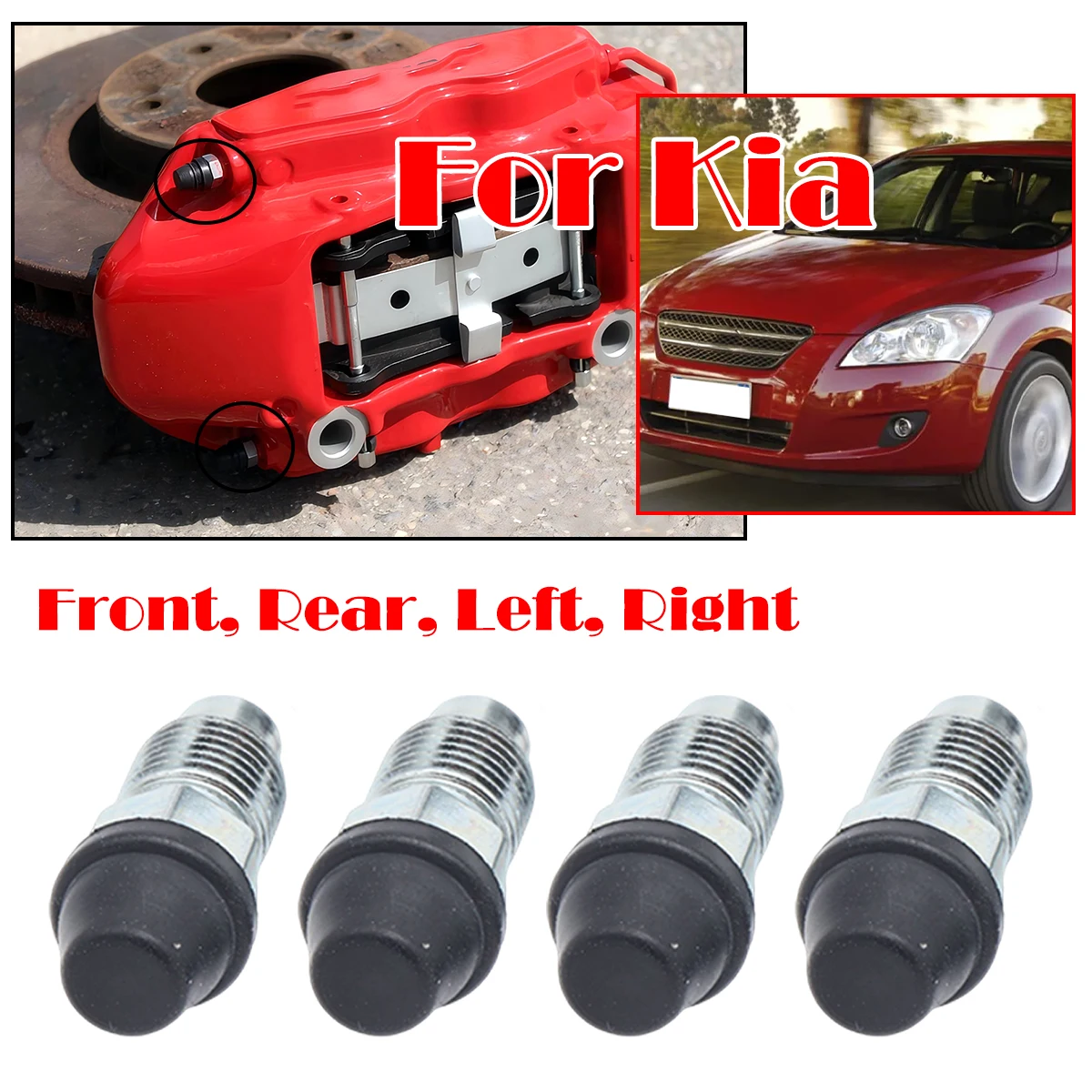 

Car Caliper Bleed Screws Repair Kit For Kia Sorento MK2 Soul Picanto (TA) Rio MK3 2011-2019 Bleeder Valves with Dust Caps cover