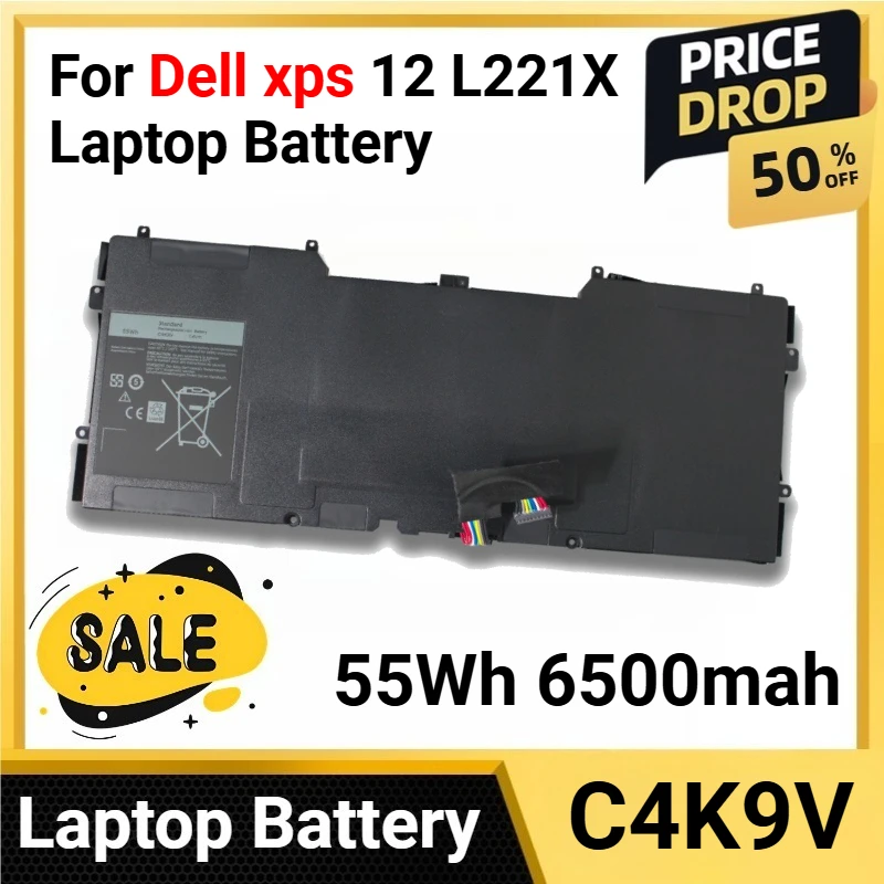 

55Wh 6500mah C4K9V For Dell xps 12 L221X Laptop Battery for 13 9333 9Q33 L321X L322X series