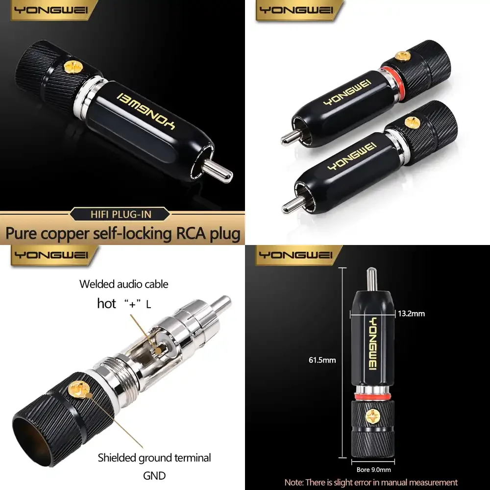 YONGWEI Pure Copper RCA Lotus Connector for Digital Coaxial Audio Video Cable AV Cable Stereo Audio Line Power Amplifier