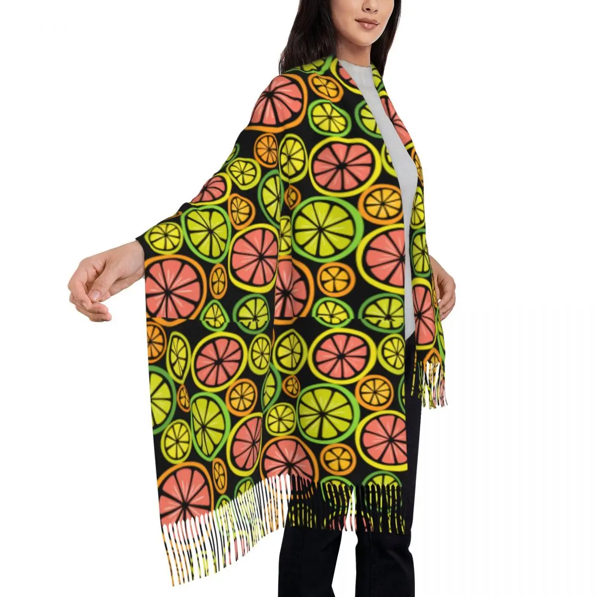 Seamless Lime Or Lemon Women's Pashmina Shawl Wraps Fringe Scarf Long Large Scarf