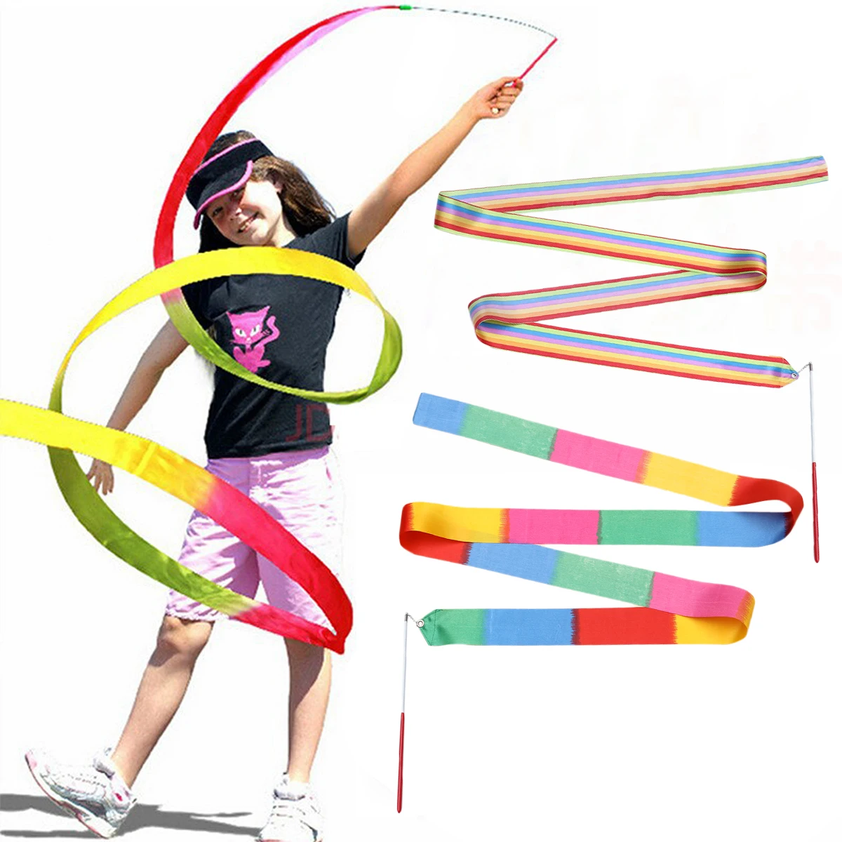 

8pcs Artistic Gymnastics Ribbon Colorful Dance Streamer For Kids Rhythmic Training Equipment Chinese Dance Silk Ribbon