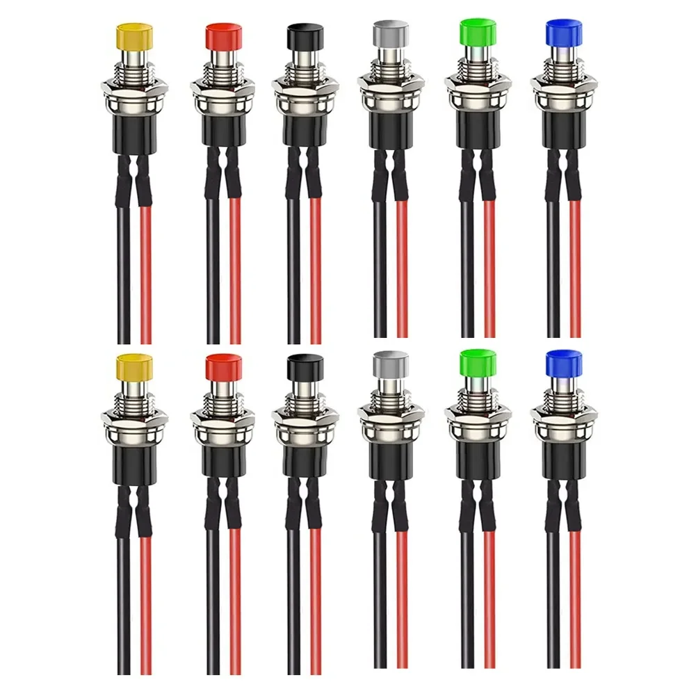 

SPST Momentary Push Button Switch 7mm Round 2 Pin ON/Off Type With Pre Wired Leads For Model Railway Applications