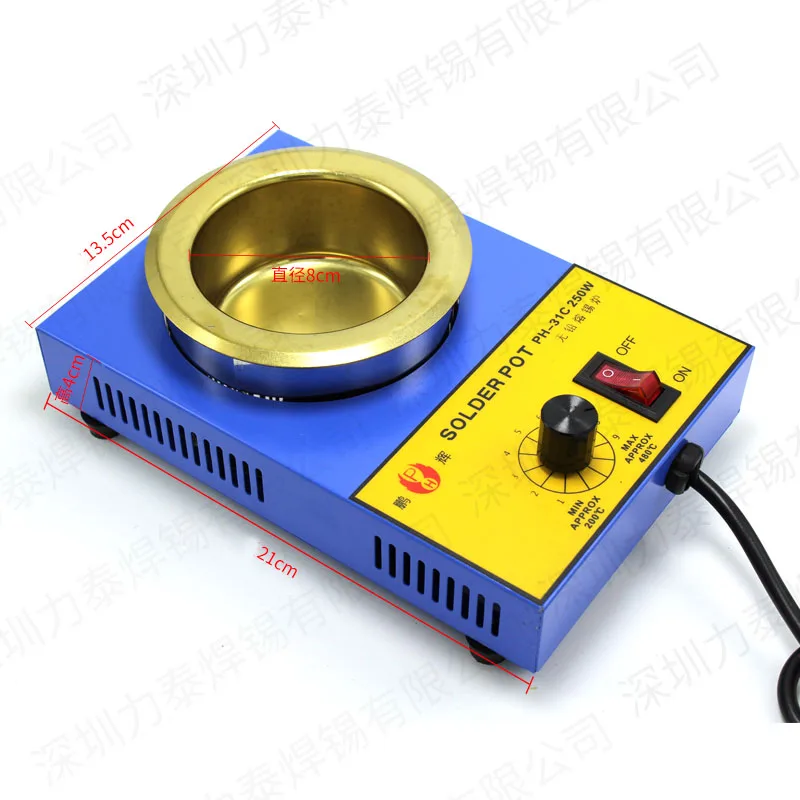 Lead-free Solder Pot 100W 150W 250W 300W Soldering Desoldering Bath Titanium Plate 36mm 50mm 80mm 100mm 200-480 Degree AC220V