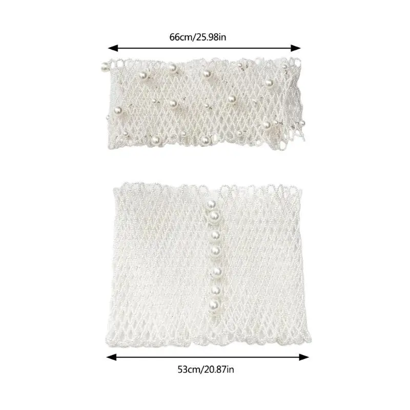 652F Cintura sottoseno scintillante Corsetto con perle intrecciate a catena larga