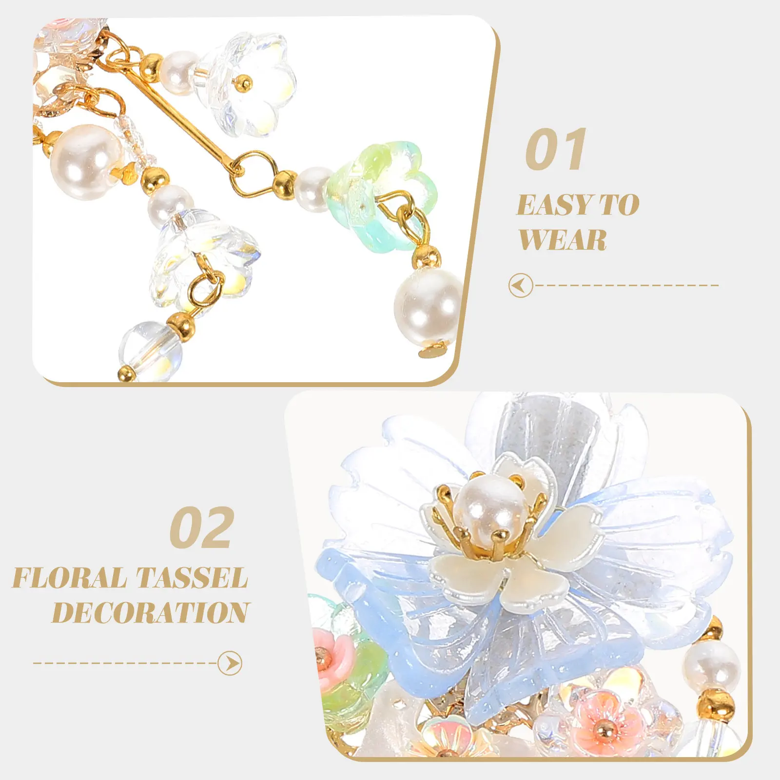 

1Pair Hanfu Hair Accessories Women's Chinese Style Metal Flower Clip with Tassel Bridal Hair Barrettes Aesthetic Daily Wear