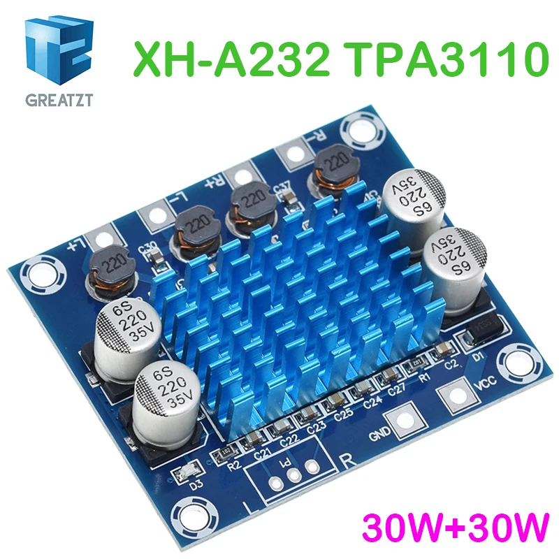 GREATZT Official TPA3110 XH-A232 30W+30W 2.0 Channel Digital Stereo Audio Power Amplifier Board DC 8-26V 3A