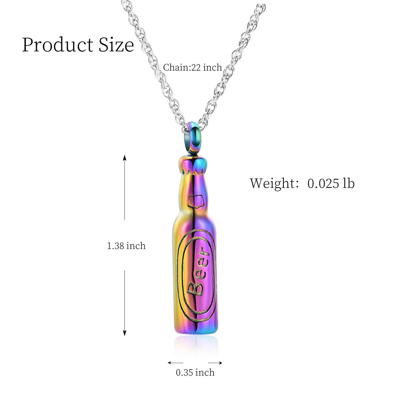 Wholesale Laser color Beer Bottle Ash Urn Necklace For Men Memorial Cremation Jewelry Personalized Stainless Steel Keepsake Gift