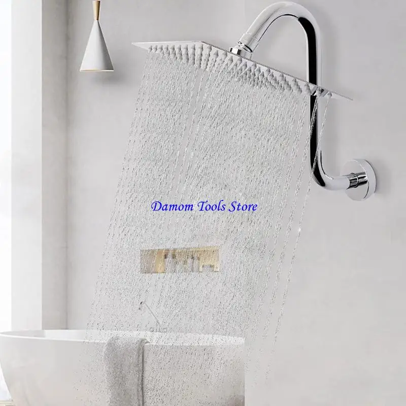 57BE Goosenecks Showerhead Risers Pipe Extension Arm with Flanges for Bathroom