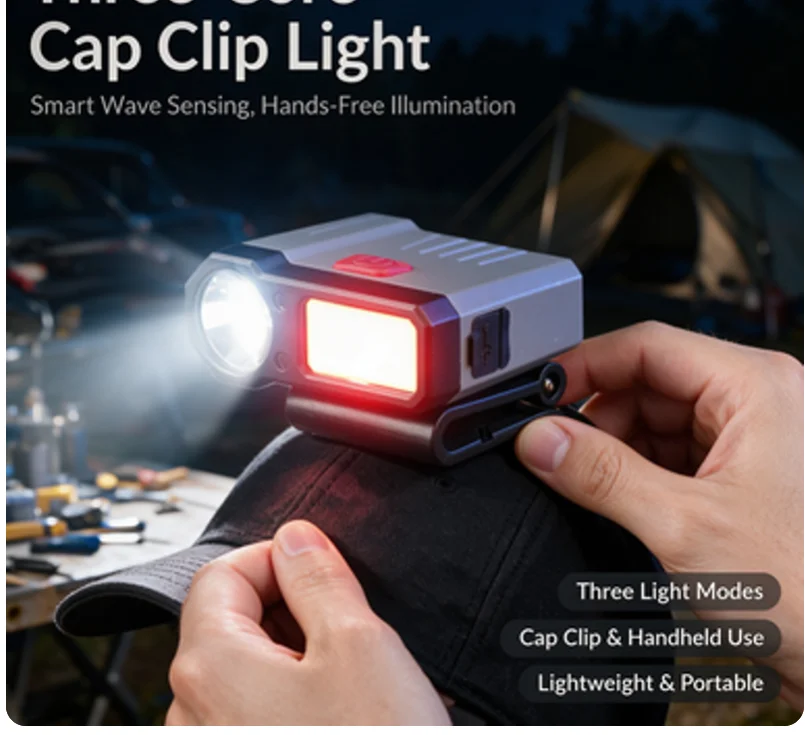COB LED Clip Headlamp Intelligent Induction Waterproof 1 PCS Wide Lighting Range for Outdoor Fishing Hiking